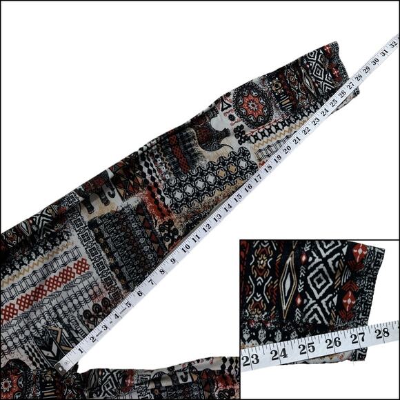 Boho Print Tribal Aztec Pattern Pull On Leggings No Tag - Picture 9 of 10